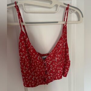 Princess Polly Red Floral Crop Camisole